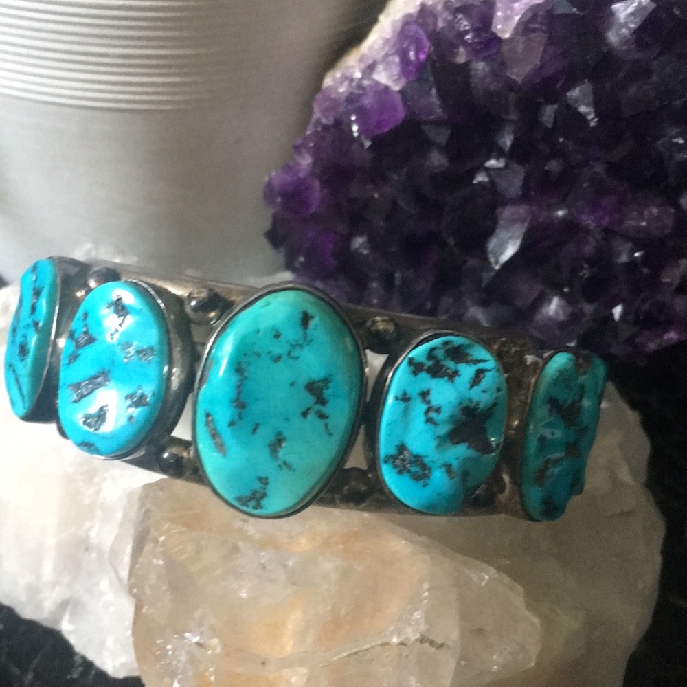 Large Sterling Silver Turquoise Cuff
